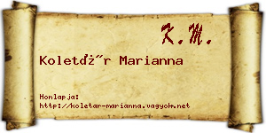 Koletár Marianna névjegykártya